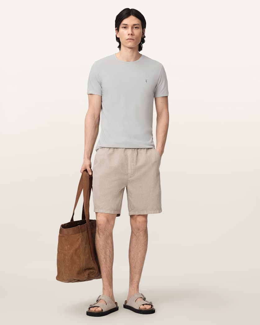 AllSaints Tonic Crew Neck Slim Ramskull T Shirt Villa Blue