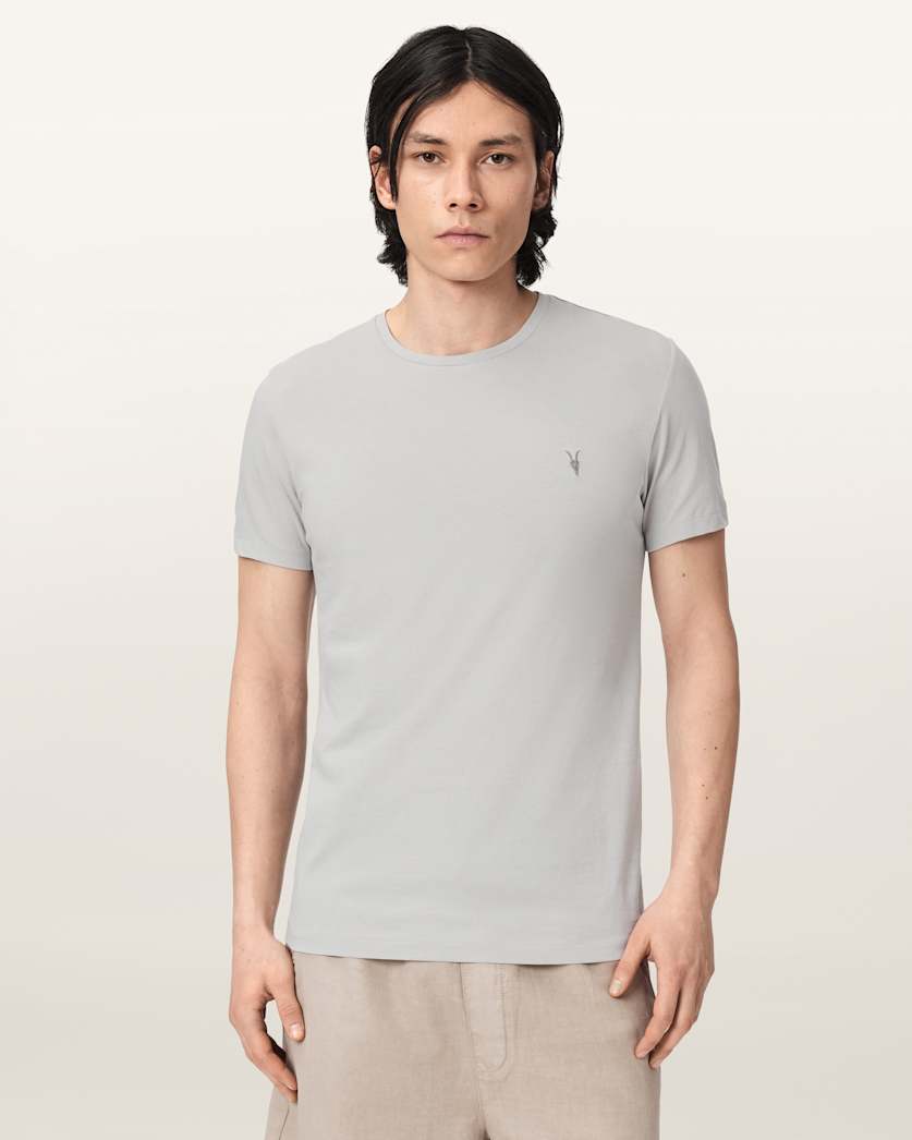 AllSaints Tonic Crew Neck Slim Ramskull T Shirt Villa Blue