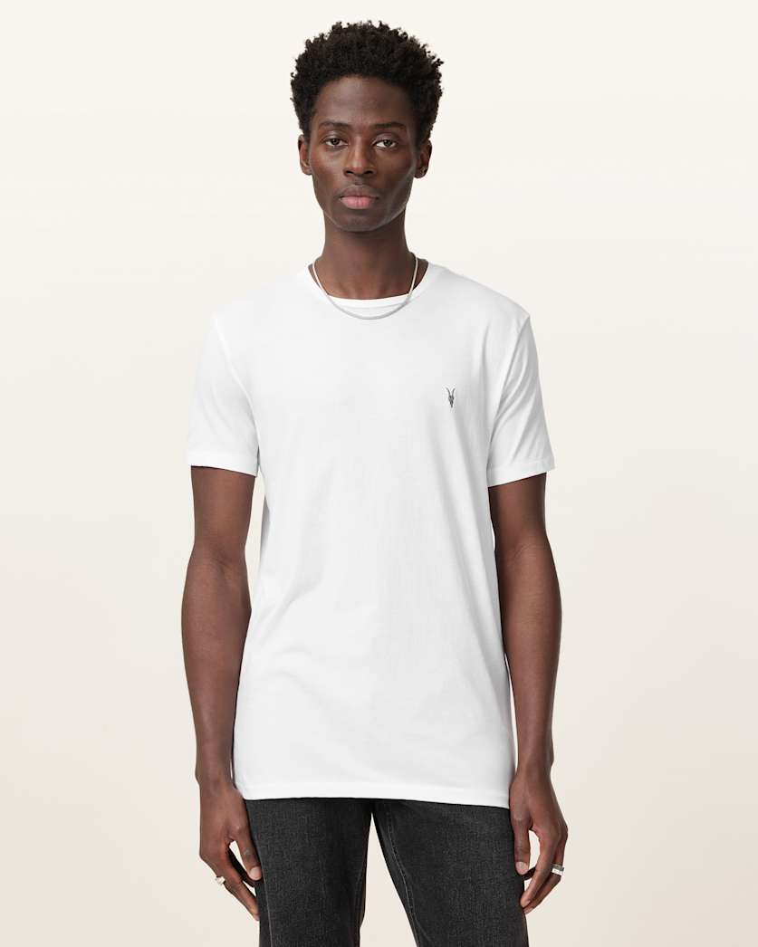 AllSaints Tonic Crew Neck Slim Ramskull T Shirt Villa Blue