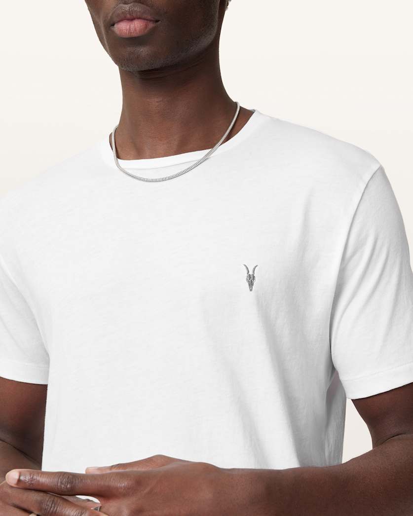 AllSaints Tonic Crew Neck Slim Ramskull T Shirt Villa Blue