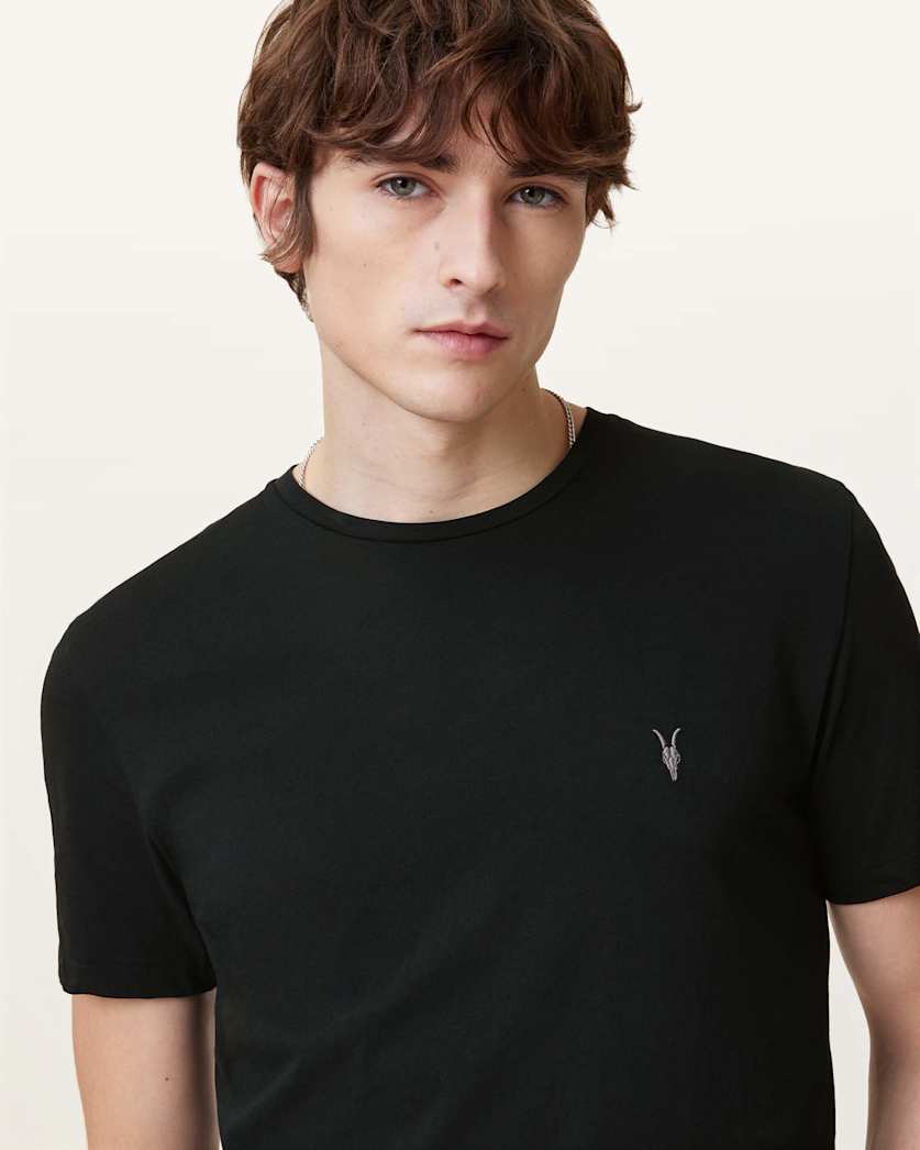 AllSaints Tonic Crew Neck Slim Ramskull T Shirt Villa Blue