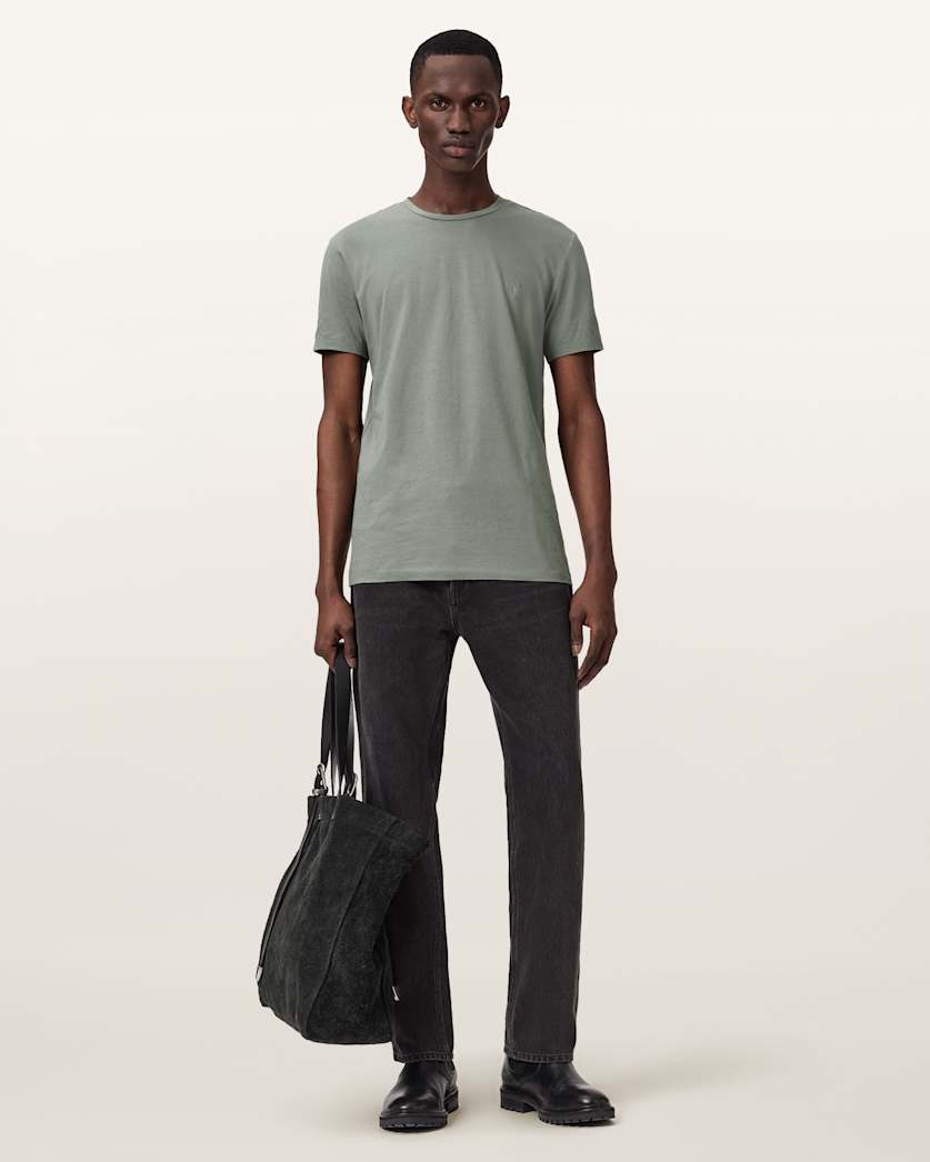 AllSaints Tonic Crew Neck Slim Ramskull T Shirt Villa Blue