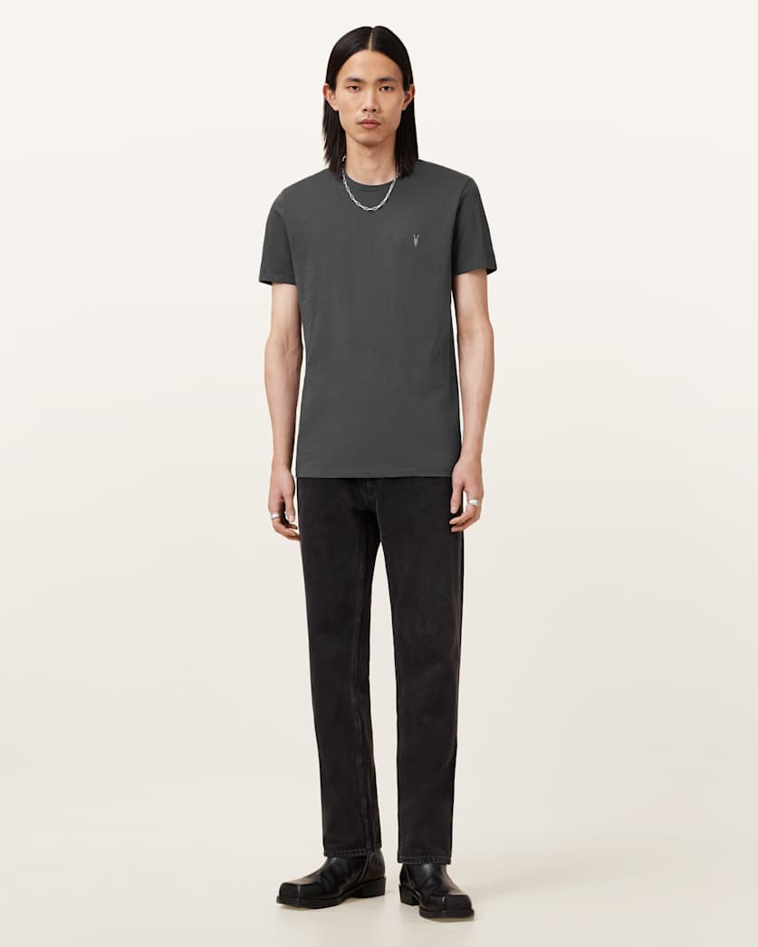 AllSaints Tonic Crew Neck Slim Ramskull T Shirt Villa Blue