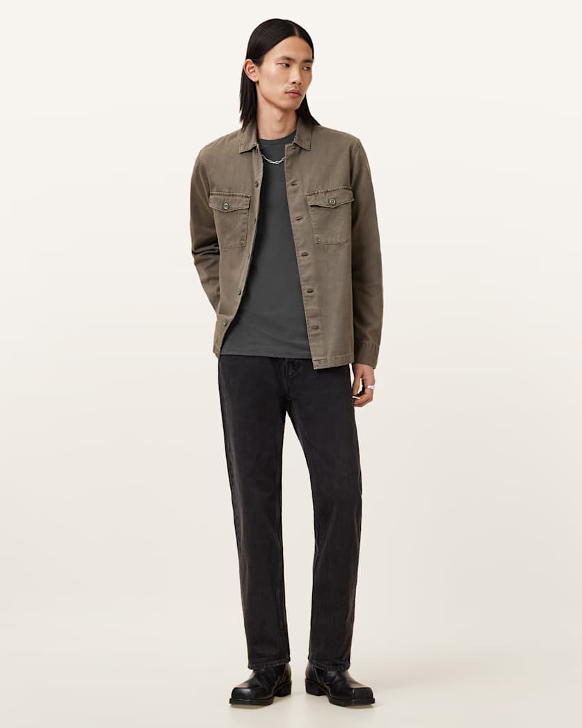 AllSaints Tonic Crew Neck Slim Ramskull T Shirt Villa Blue