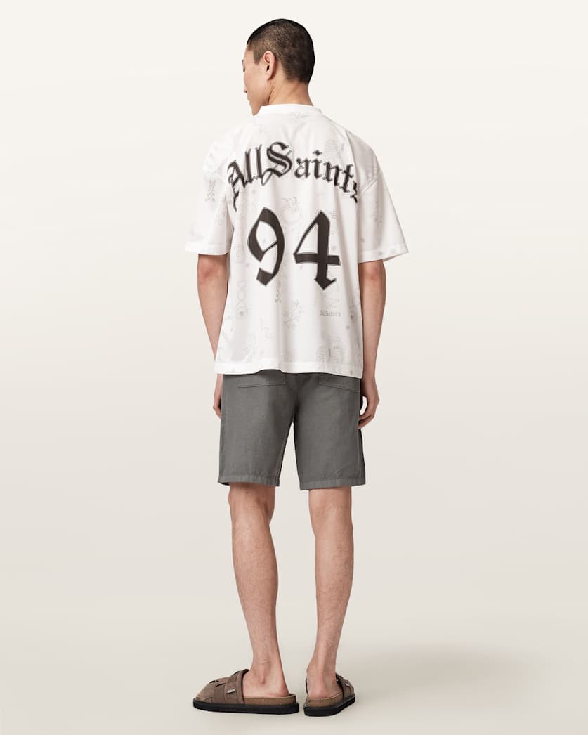 AllSaints Hanbury Linen Blend Relaxed Fit Shorts Jet Black