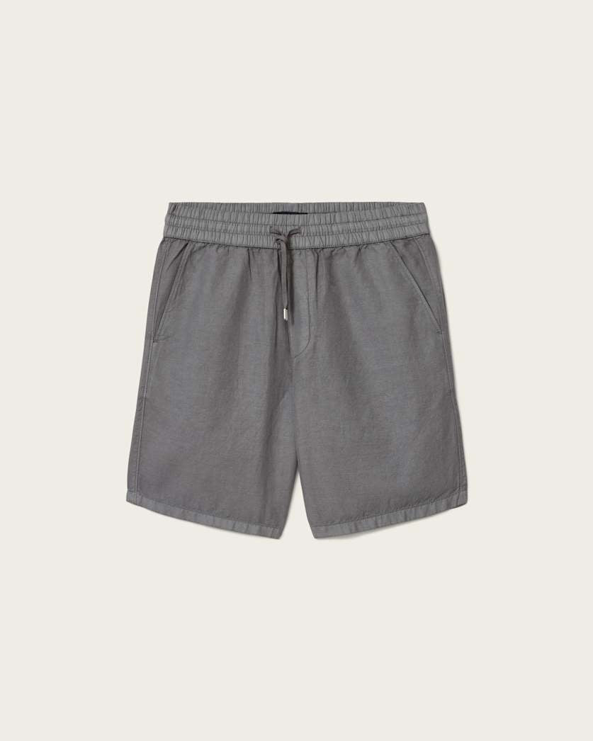 AllSaints Hanbury Linen Blend Relaxed Fit Shorts Jet Black