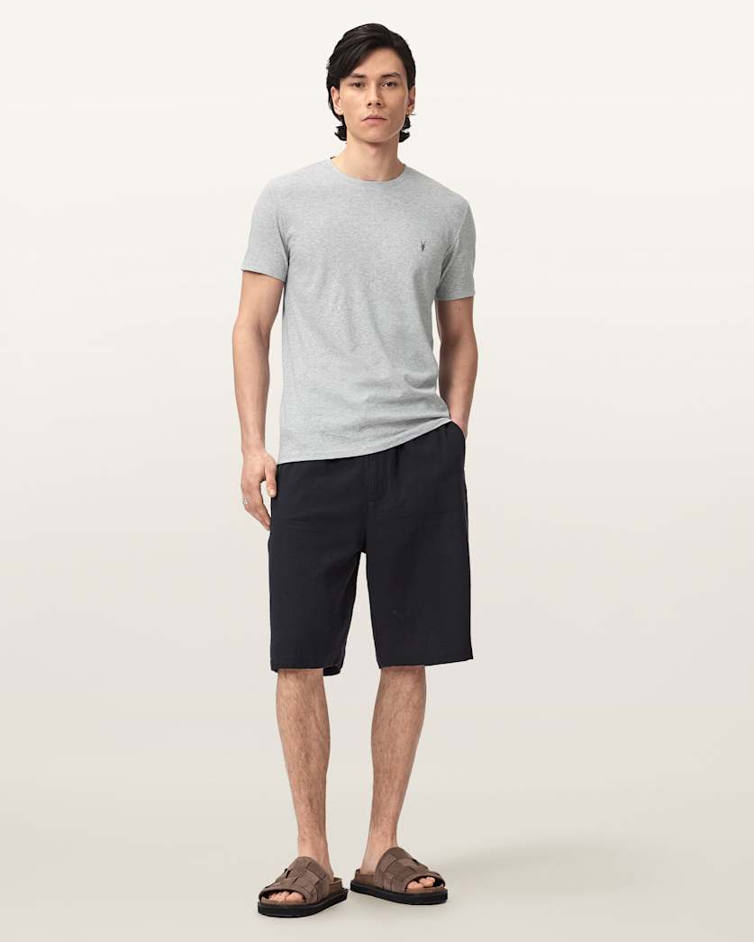 AllSaints Tonic Crew Neck Slim Ramskull T Shirt Grey/White/Green