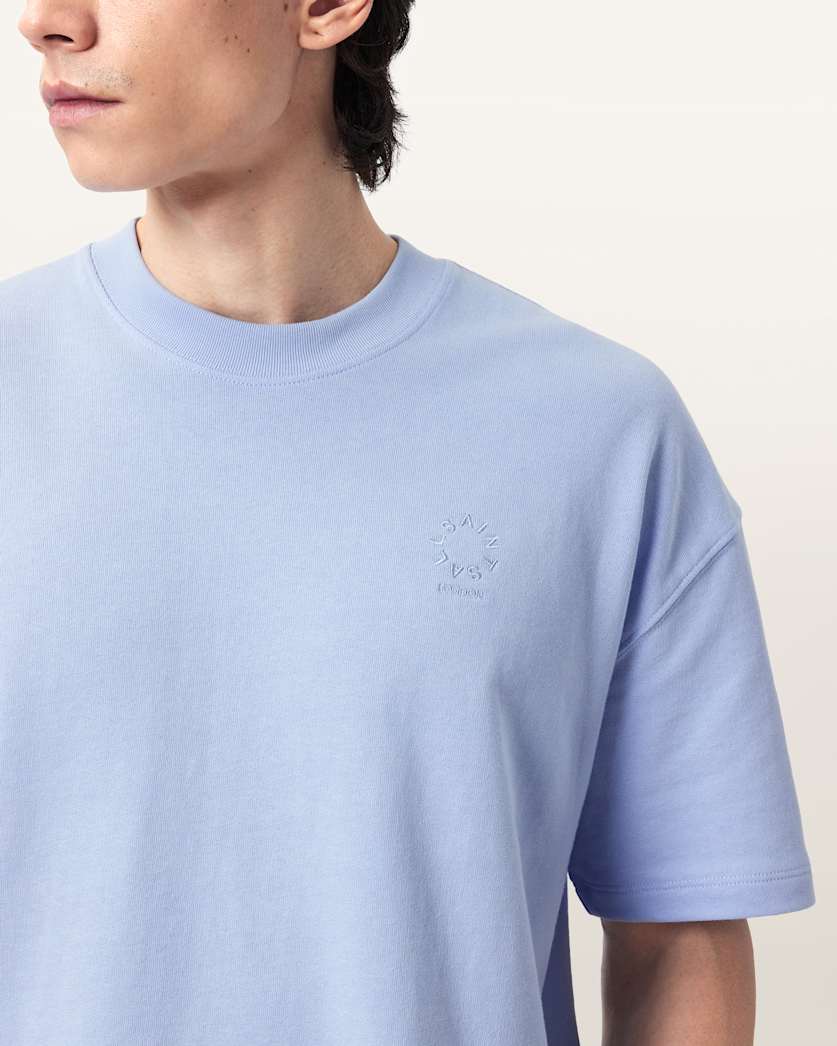 AllSaints Haven Embroidered Logo Oversized T Shirt Dusk White