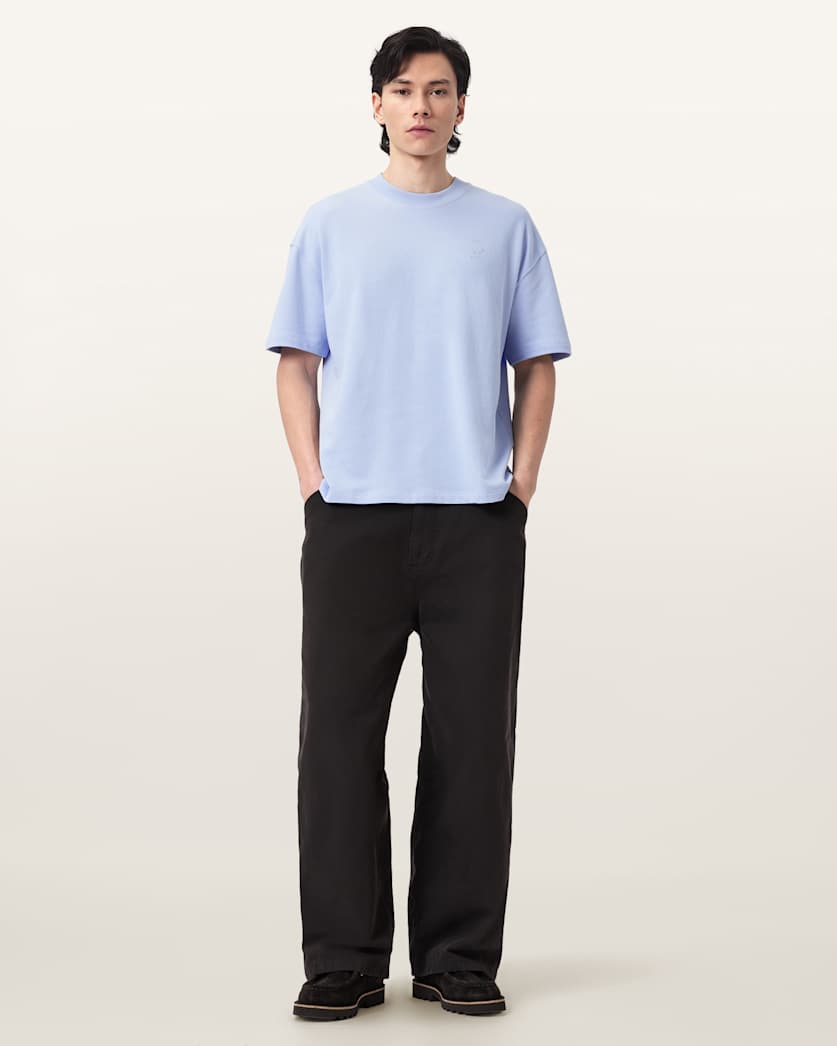 AllSaints Haven Embroidered Logo Oversized T Shirt Dusk White