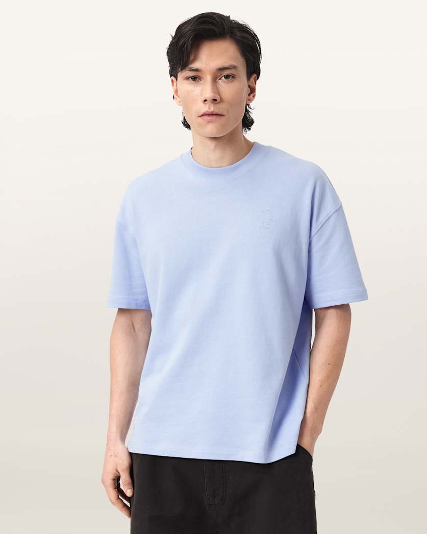 AllSaints Haven Embroidered Logo Oversized T Shirt Dusk White