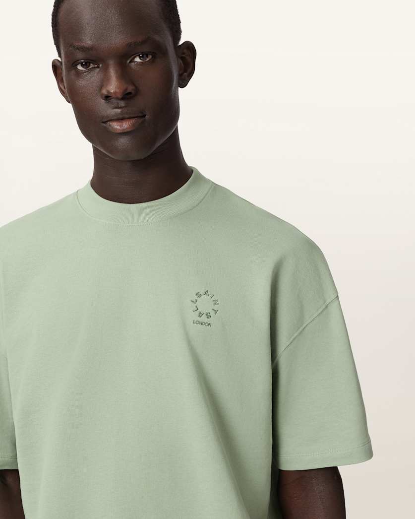 AllSaints Haven Embroidered Logo Oversized T Shirt Dusk White