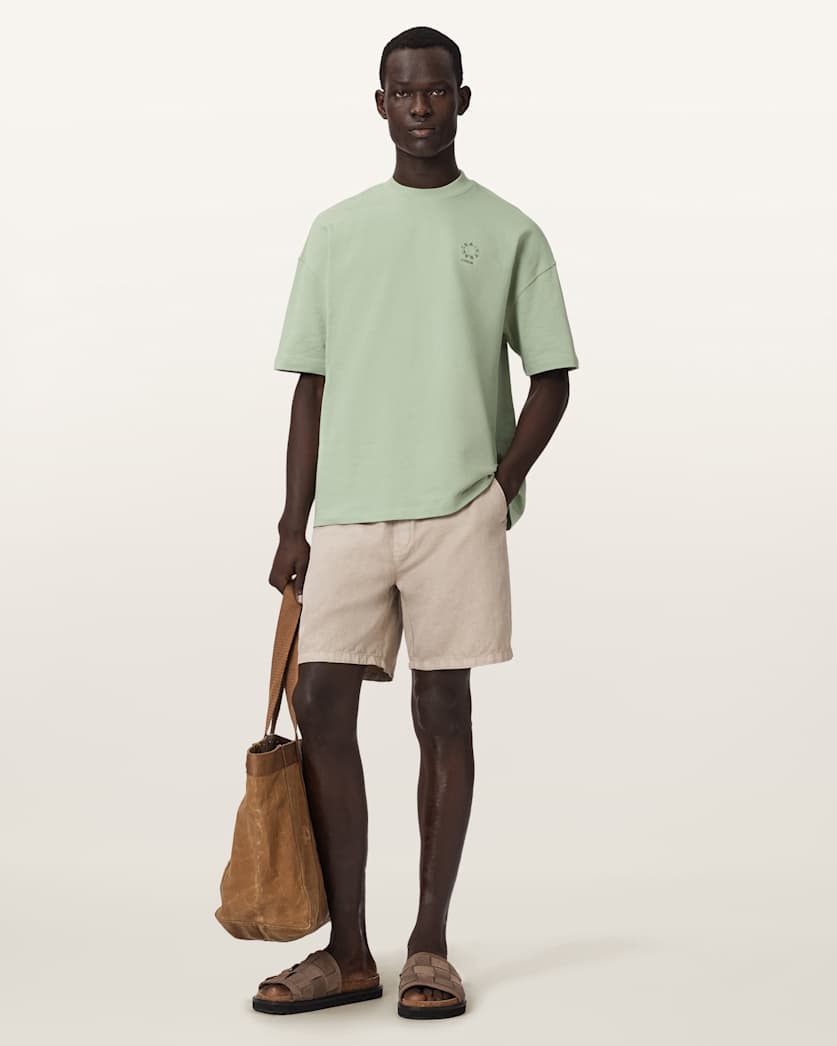 AllSaints Haven Embroidered Logo Oversized T Shirt Dusk White