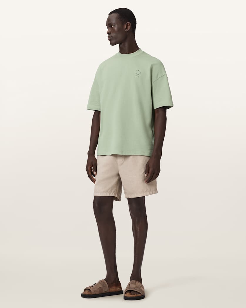 AllSaints Haven Embroidered Logo Oversized T Shirt Dusk White
