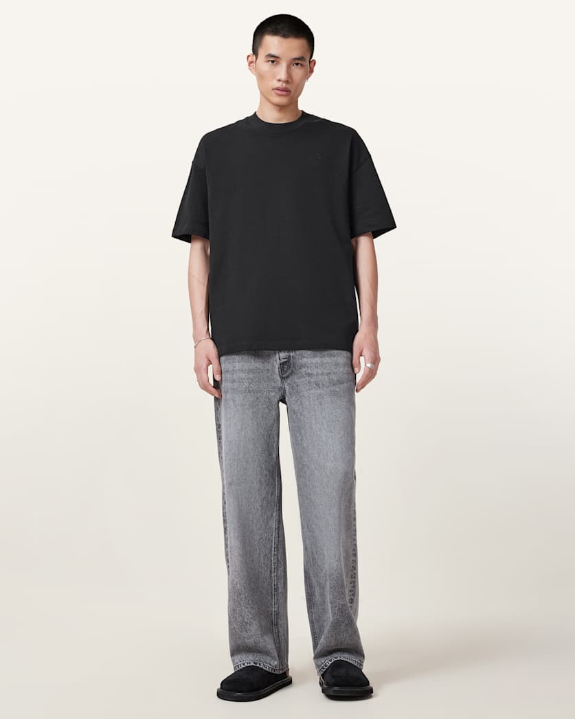 AllSaints Haven Embroidered Logo Oversized T Shirt Dusk White