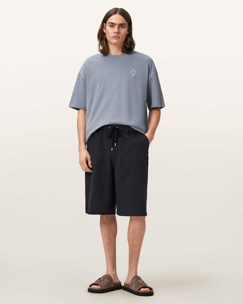 AllSaints Haven Embroidered Logo Oversized T Shirt Dusk White