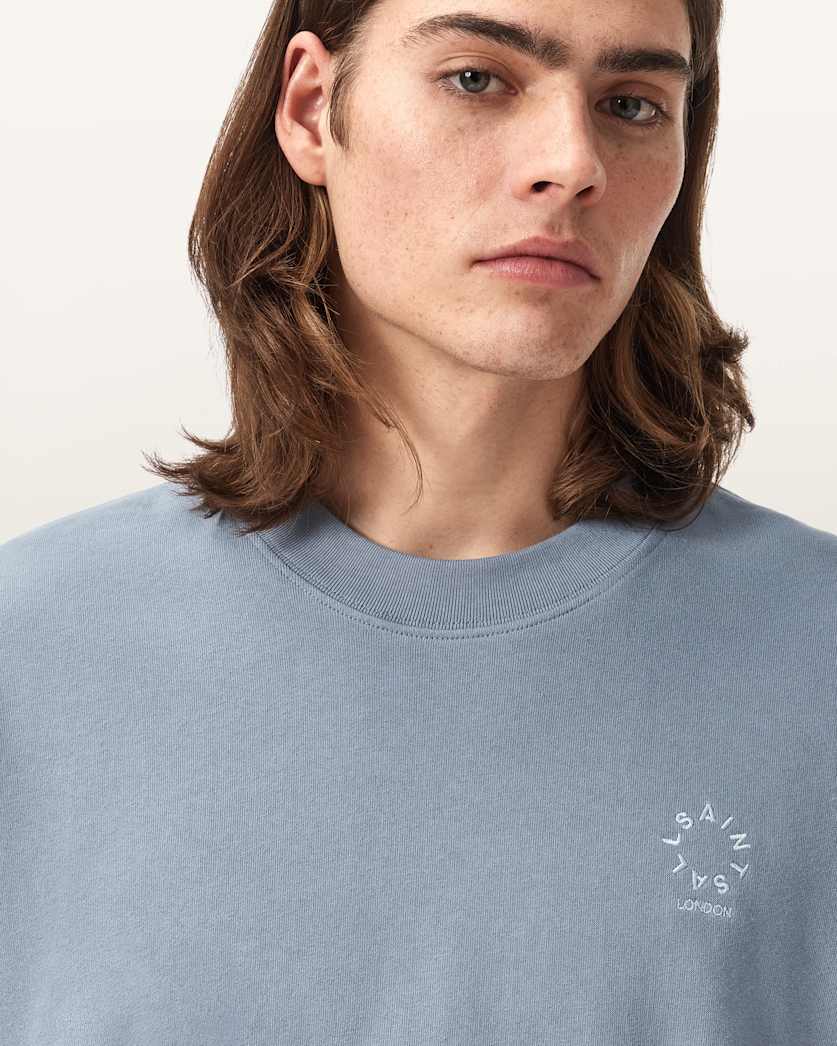 AllSaints Haven Embroidered Logo Oversized T Shirt Dusk White