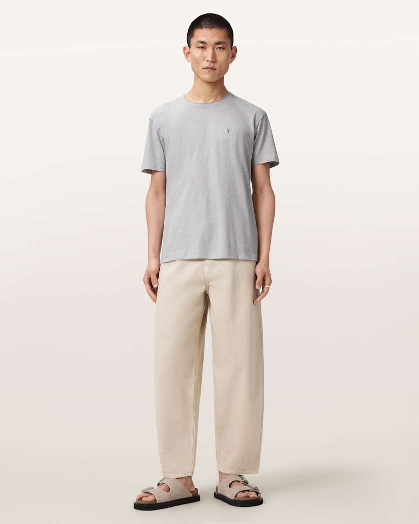 AllSaints Flax Short Sleeve Ramskull T Shirt Pebble Grey