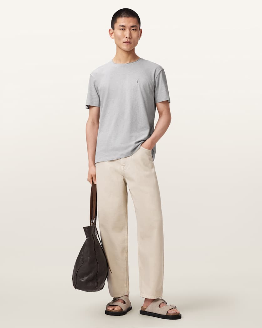 AllSaints Flax Short Sleeve Ramskull T Shirt Pebble Grey