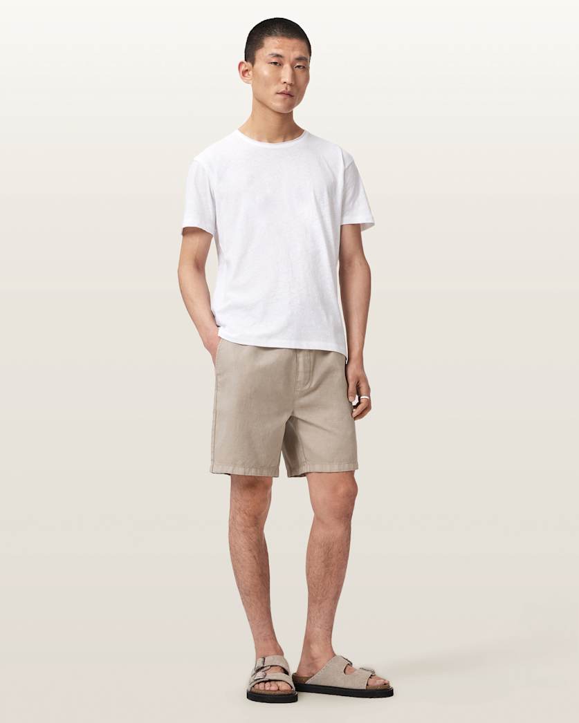 AllSaints Flax Short Sleeve Ramskull T Shirt Pebble Grey