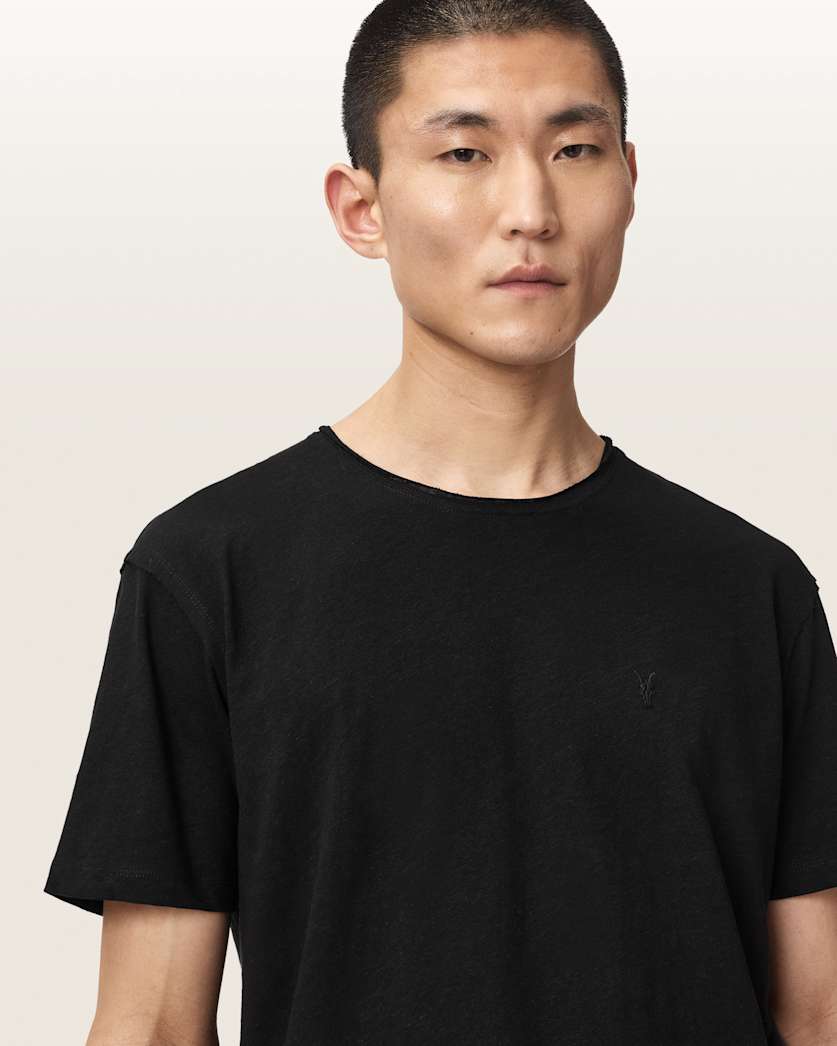 AllSaints Flax Short Sleeve Ramskull T Shirt Pebble Grey