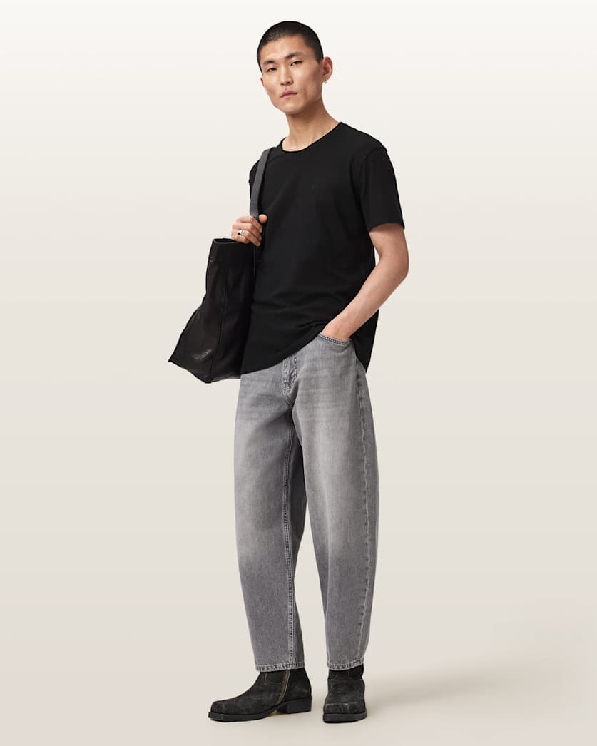 AllSaints Flax Short Sleeve Ramskull T Shirt Pebble Grey