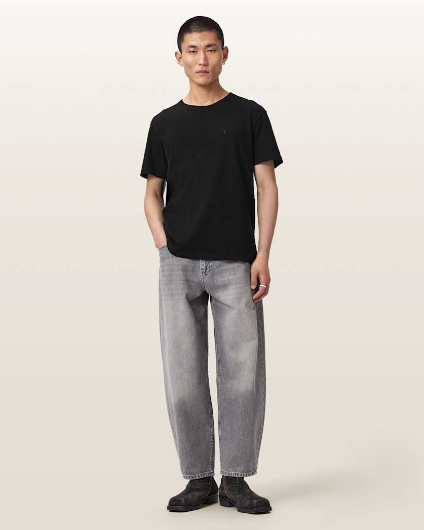 AllSaints Flax Short Sleeve Ramskull T Shirt Pebble Grey