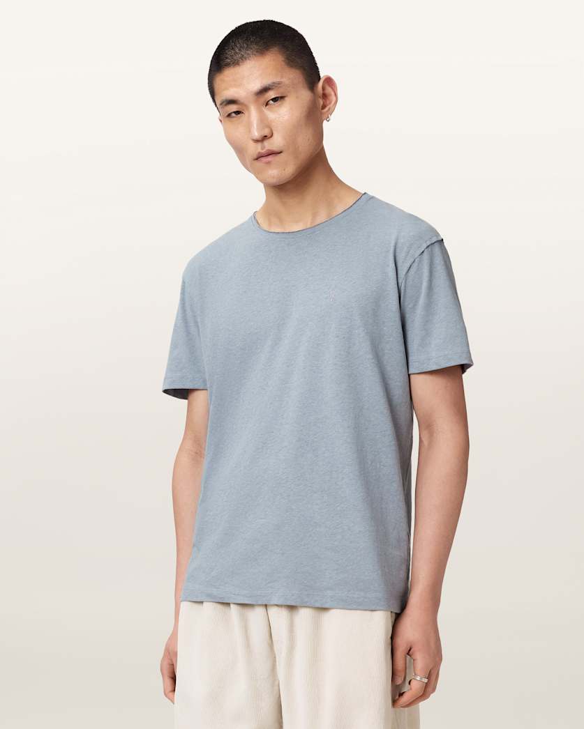 AllSaints Flax Short Sleeve Ramskull T Shirt Pebble Grey