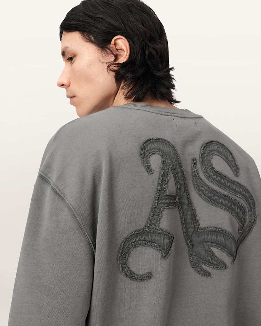 AllSaints Insignia Crew Neck Cotton Sweatshirt Crystal Pink