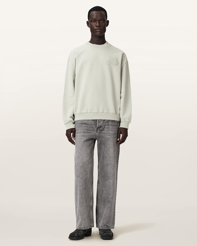 AllSaints Insignia Crew Neck Cotton Sweatshirt Crystal Pink