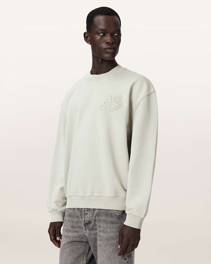 AllSaints Insignia Crew Neck Cotton Sweatshirt Crystal Pink