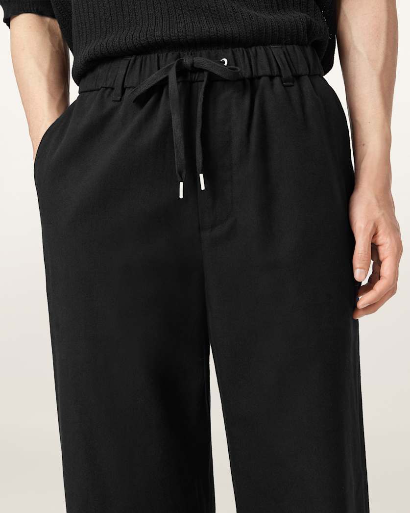 AllSaints Mori Mid Rise Cotton Pants Coal Black