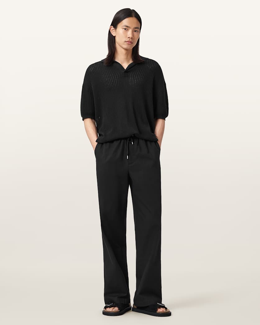 AllSaints Mori Mid Rise Cotton Pants Coal Black
