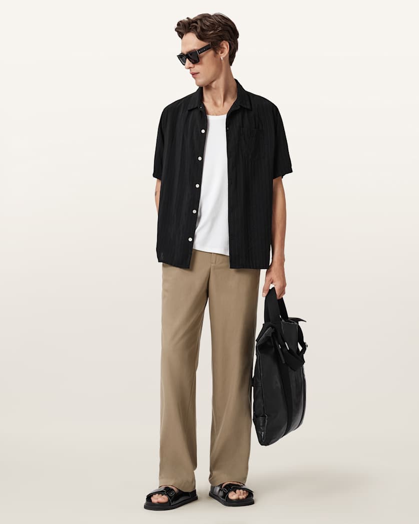 AllSaints Mori Mid Rise Cotton Pants Coal Black