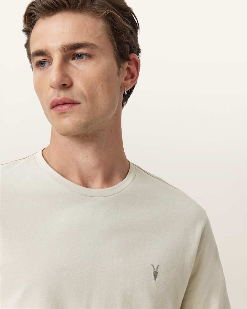 AllSaints Brace Brushed Cotton Crew Neck T Shirt Flint Grey