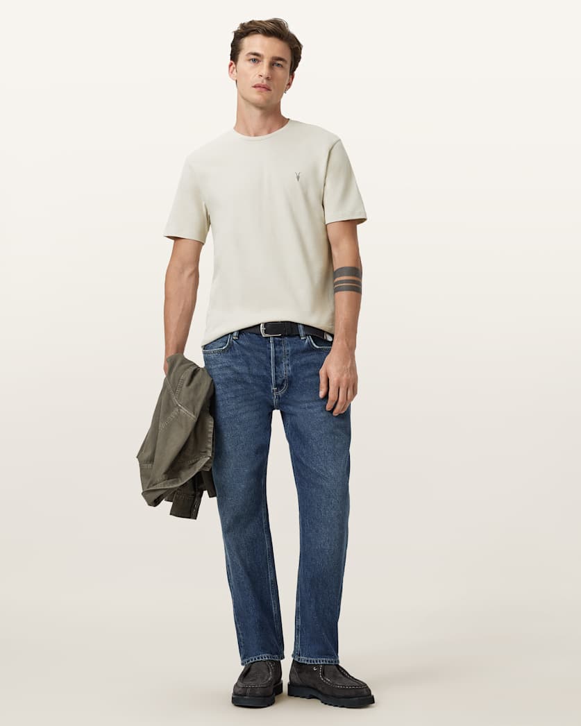 AllSaints Brace Brushed Cotton Crew Neck T Shirt Flint Grey