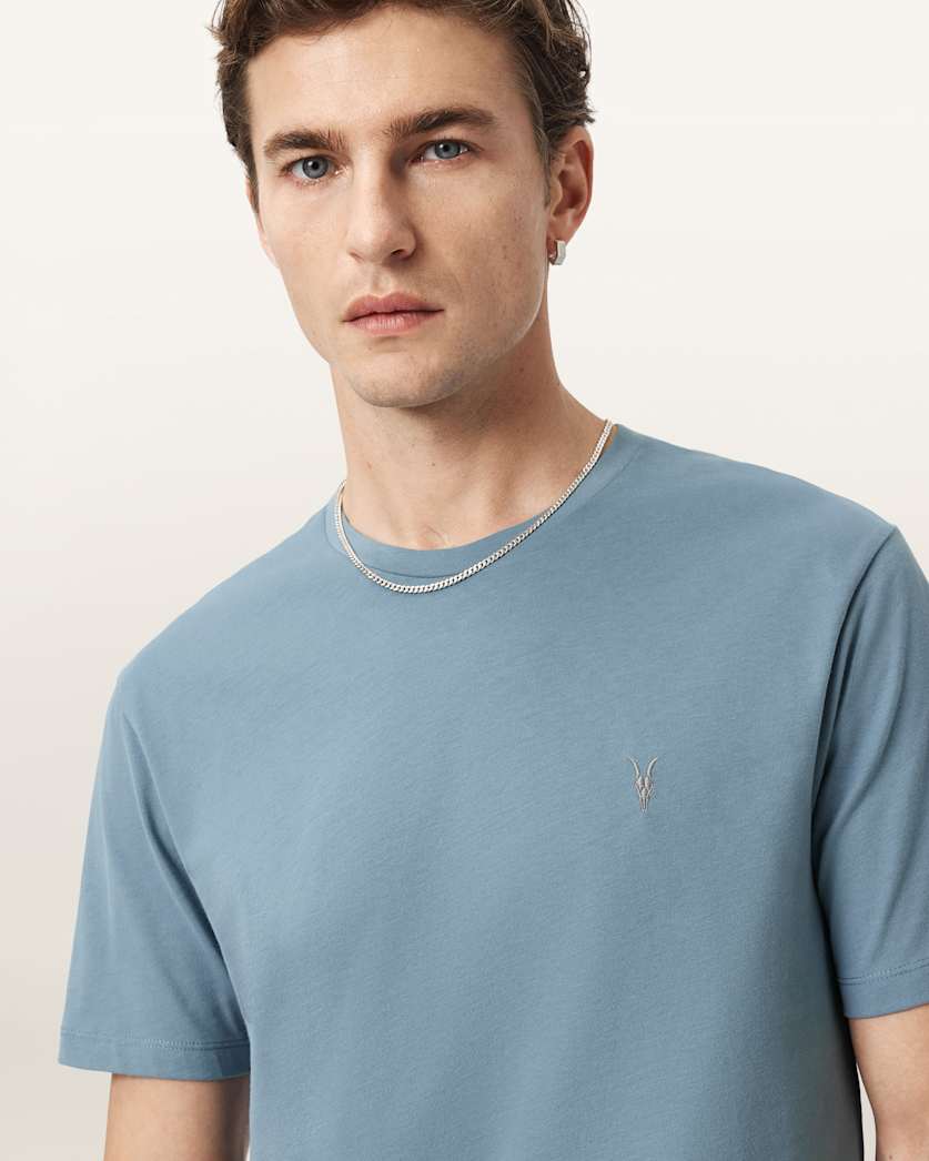 AllSaints Brace Brushed Cotton Crew Neck T Shirt Flint Grey