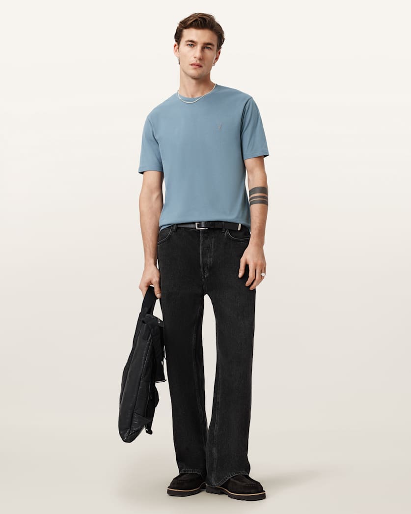 AllSaints Brace Brushed Cotton Crew Neck T Shirt Flint Grey