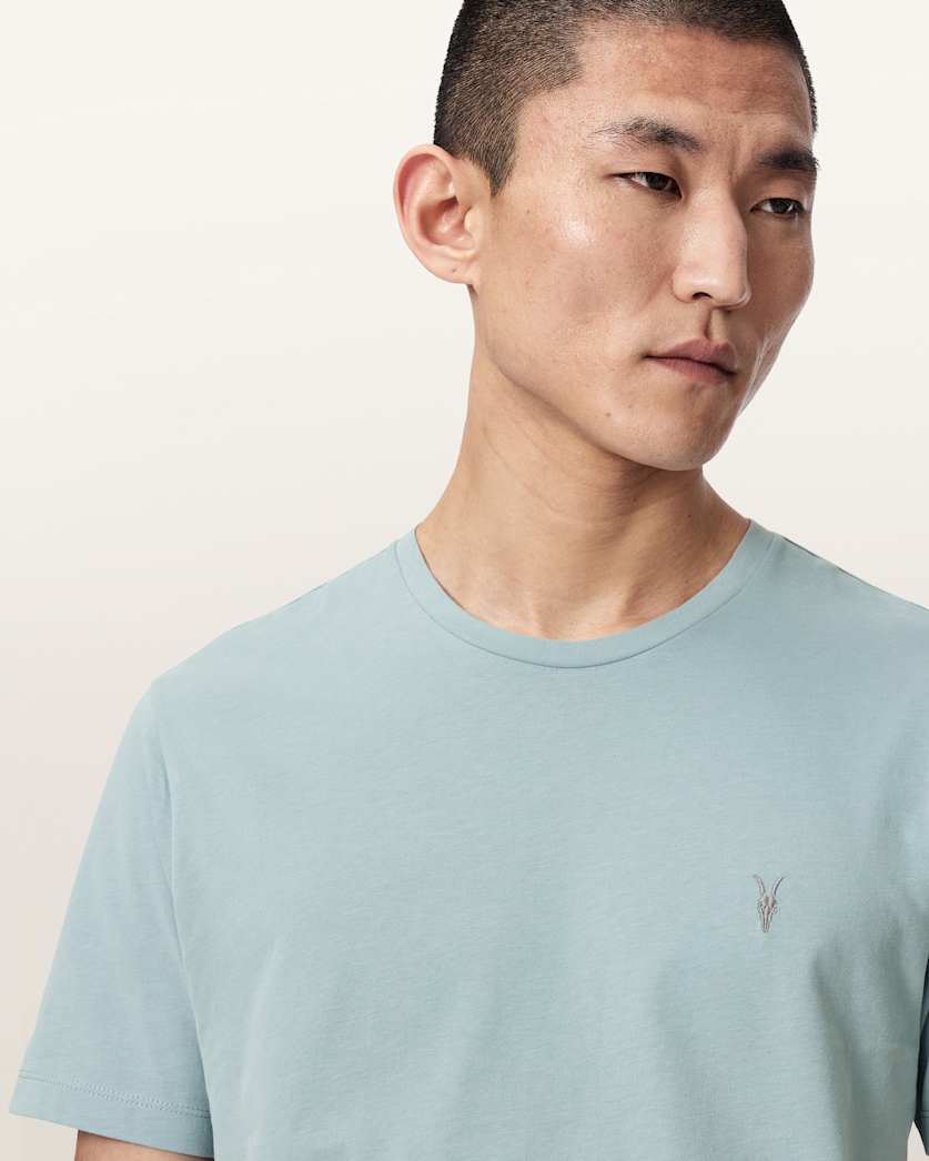AllSaints Brace Brushed Cotton Crew Neck T Shirt Flint Grey