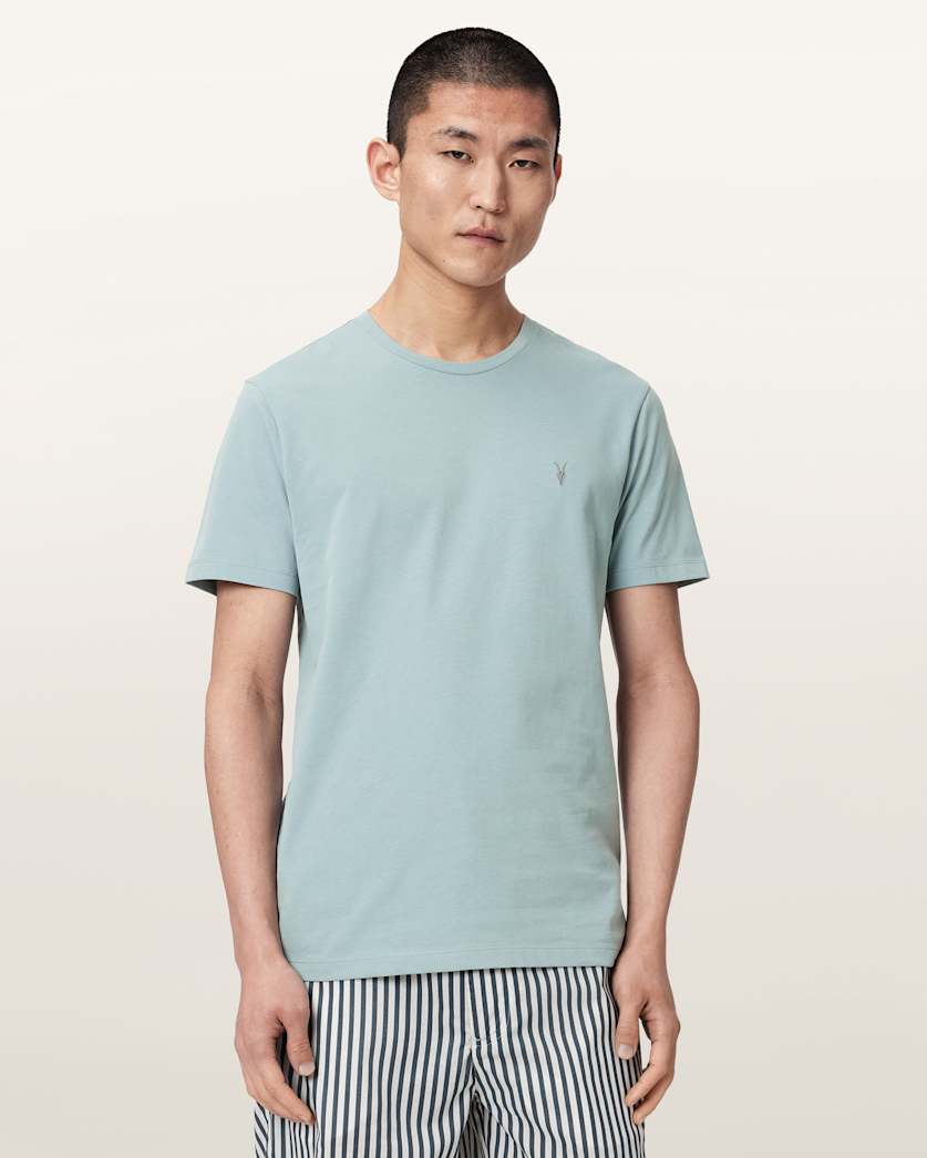 AllSaints Brace Brushed Cotton Crew Neck T Shirt Flint Grey