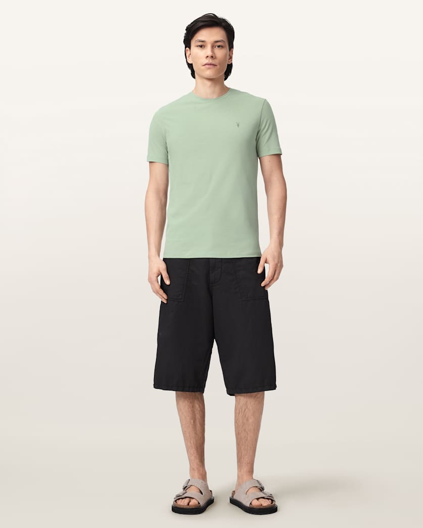 AllSaints Brace Brushed Cotton Crew Neck T Shirt Flint Grey