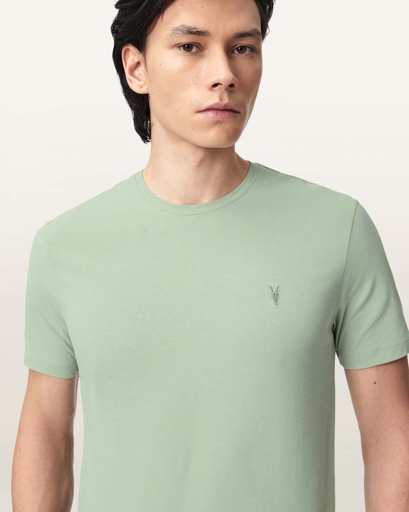 AllSaints Brace Brushed Cotton Crew Neck T Shirt Flint Grey