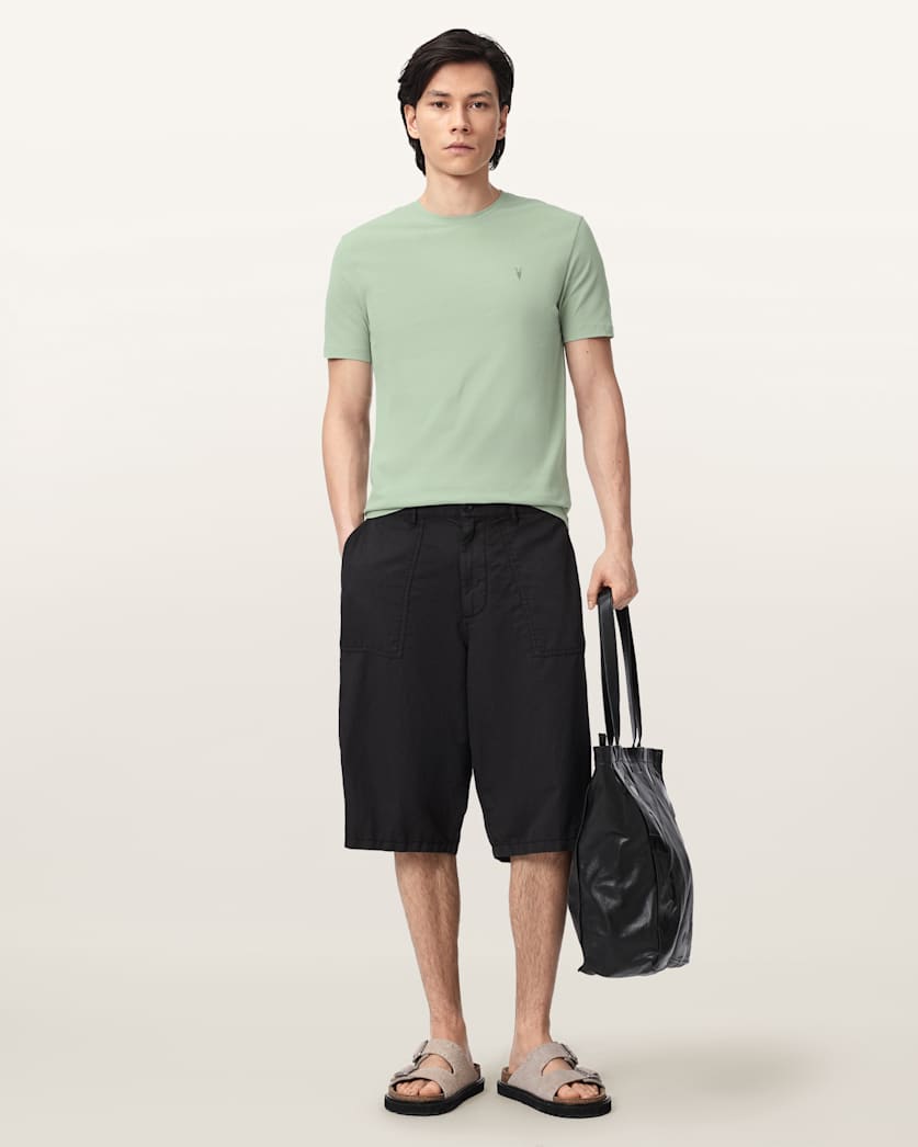 AllSaints Brace Brushed Cotton Crew Neck T Shirt Flint Grey