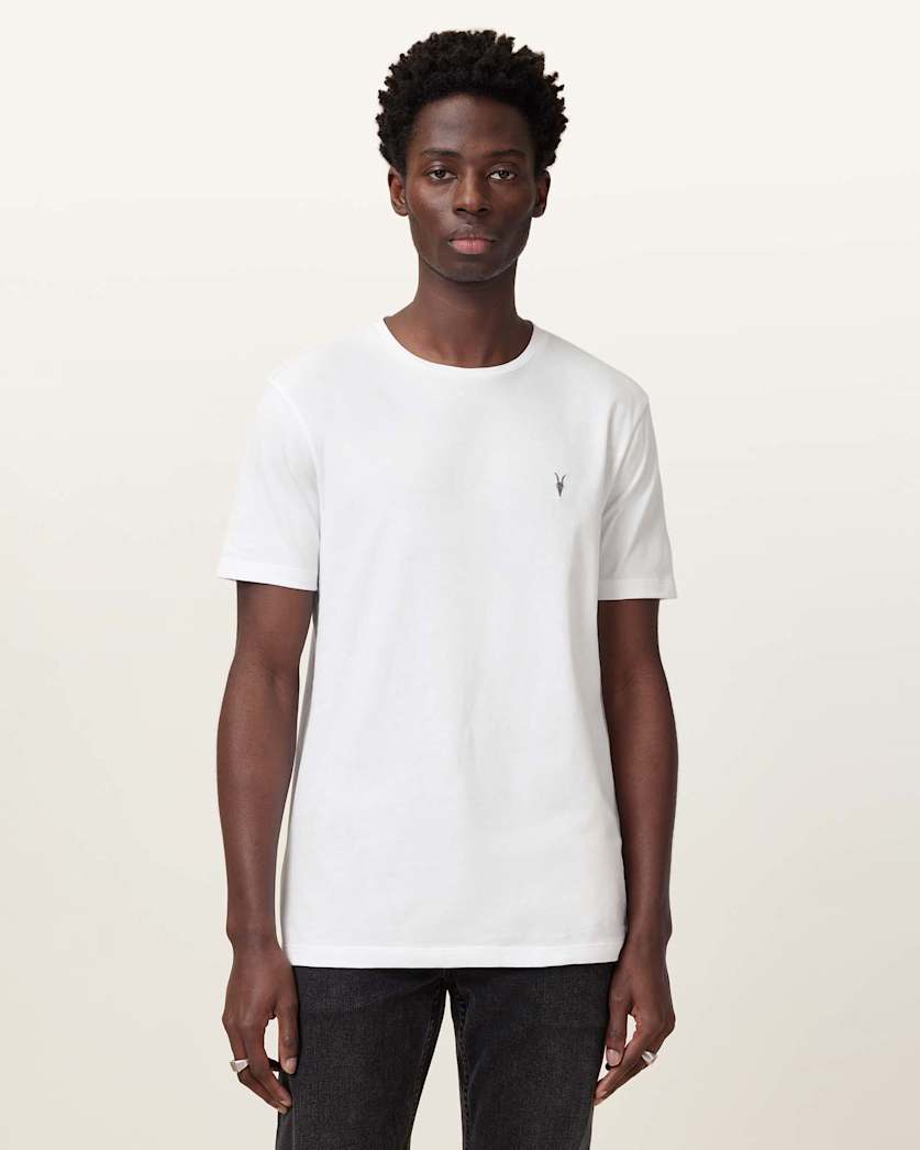 AllSaints Brace Brushed Cotton Crew Neck T Shirt Flint Grey