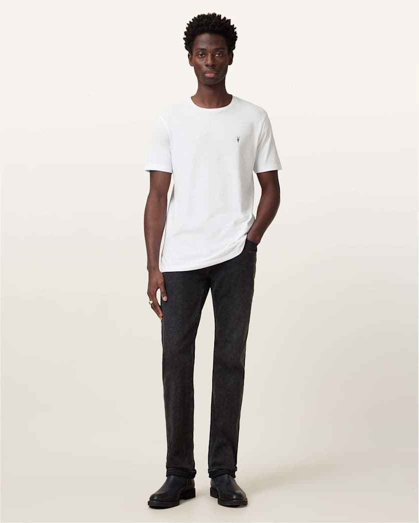 AllSaints Brace Brushed Cotton Crew Neck T Shirt Flint Grey