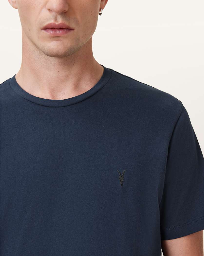 AllSaints Brace Brushed Cotton Crew Neck T Shirt Flint Grey