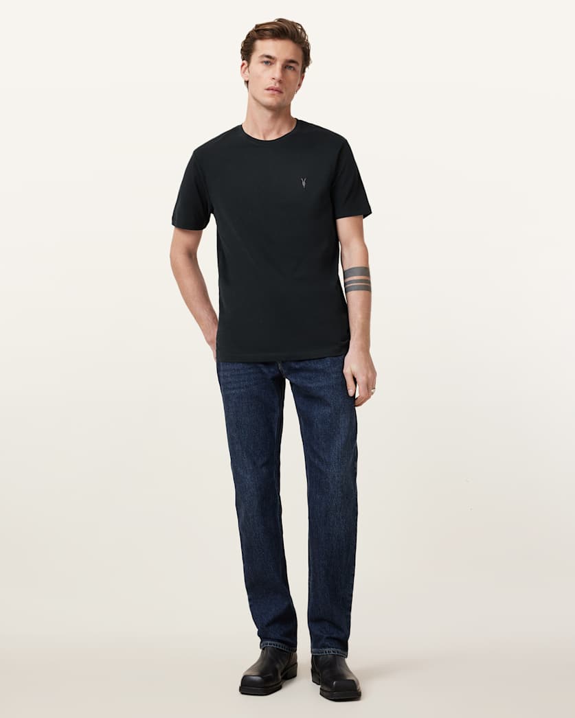 AllSaints Brace Brushed Cotton Crew Neck T Shirt Flint Grey
