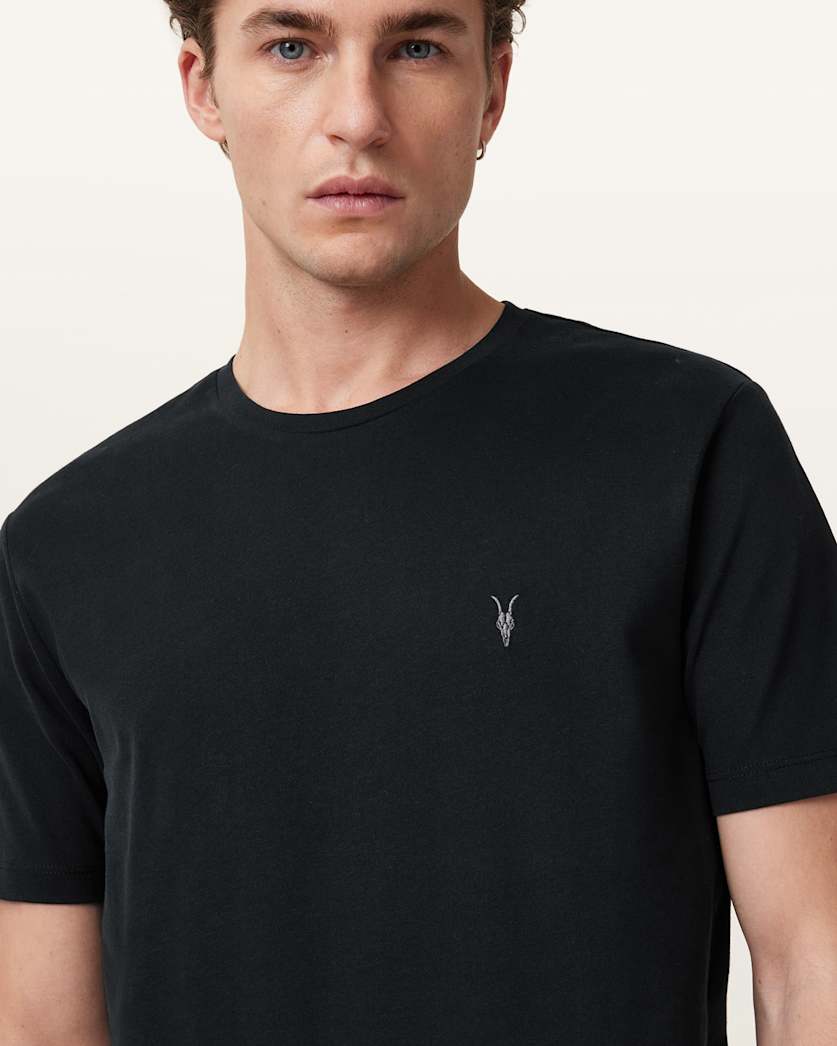 AllSaints Brace Brushed Cotton Crew Neck T Shirt Flint Grey