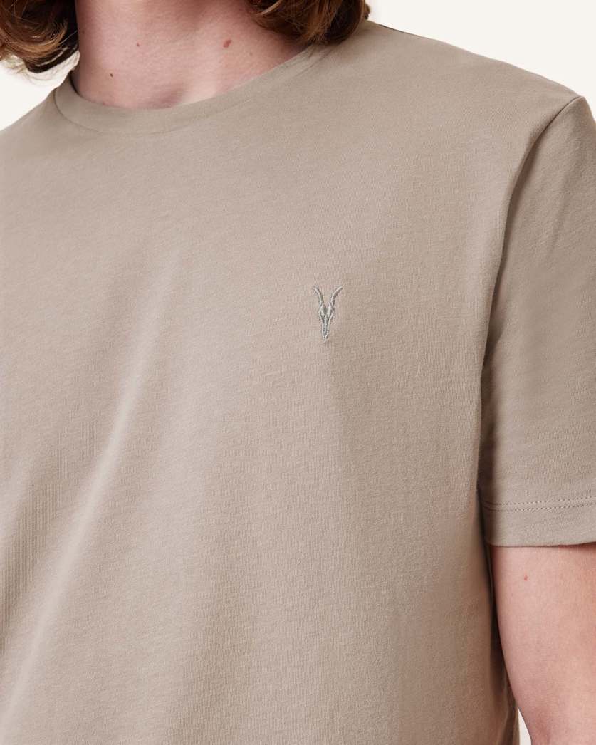 AllSaints Brace Brushed Cotton Crew Neck T Shirt Flint Grey