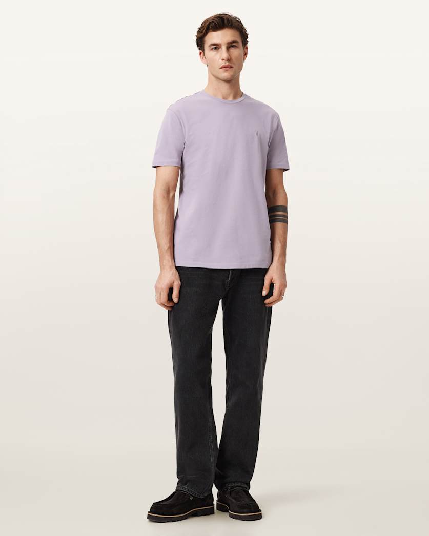 AllSaints Brace Brushed Cotton Crew Neck T Shirt Flint Grey