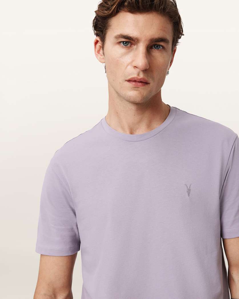 AllSaints Brace Brushed Cotton Crew Neck T Shirt Flint Grey